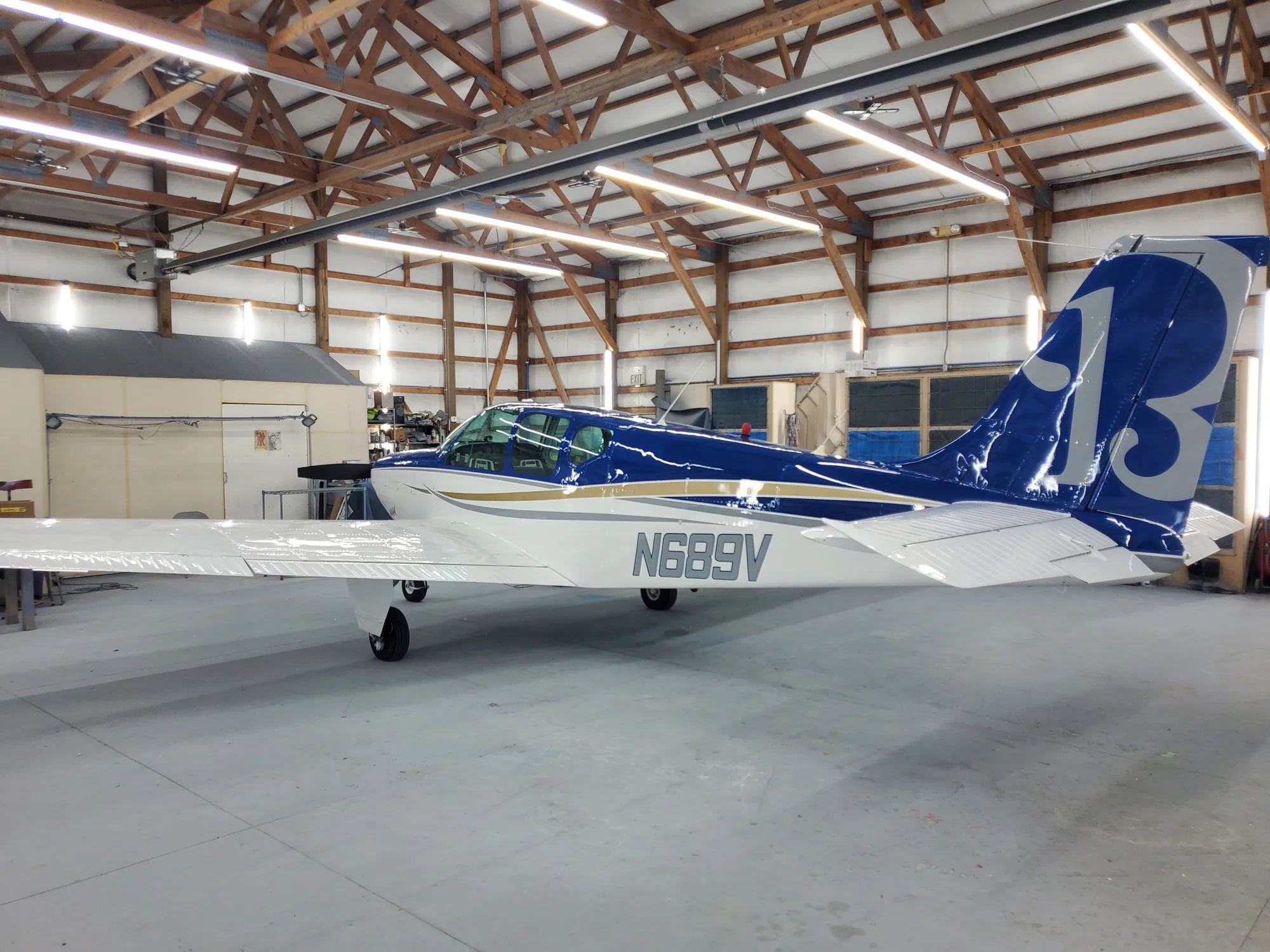 Blue, white and gold finished aircraft